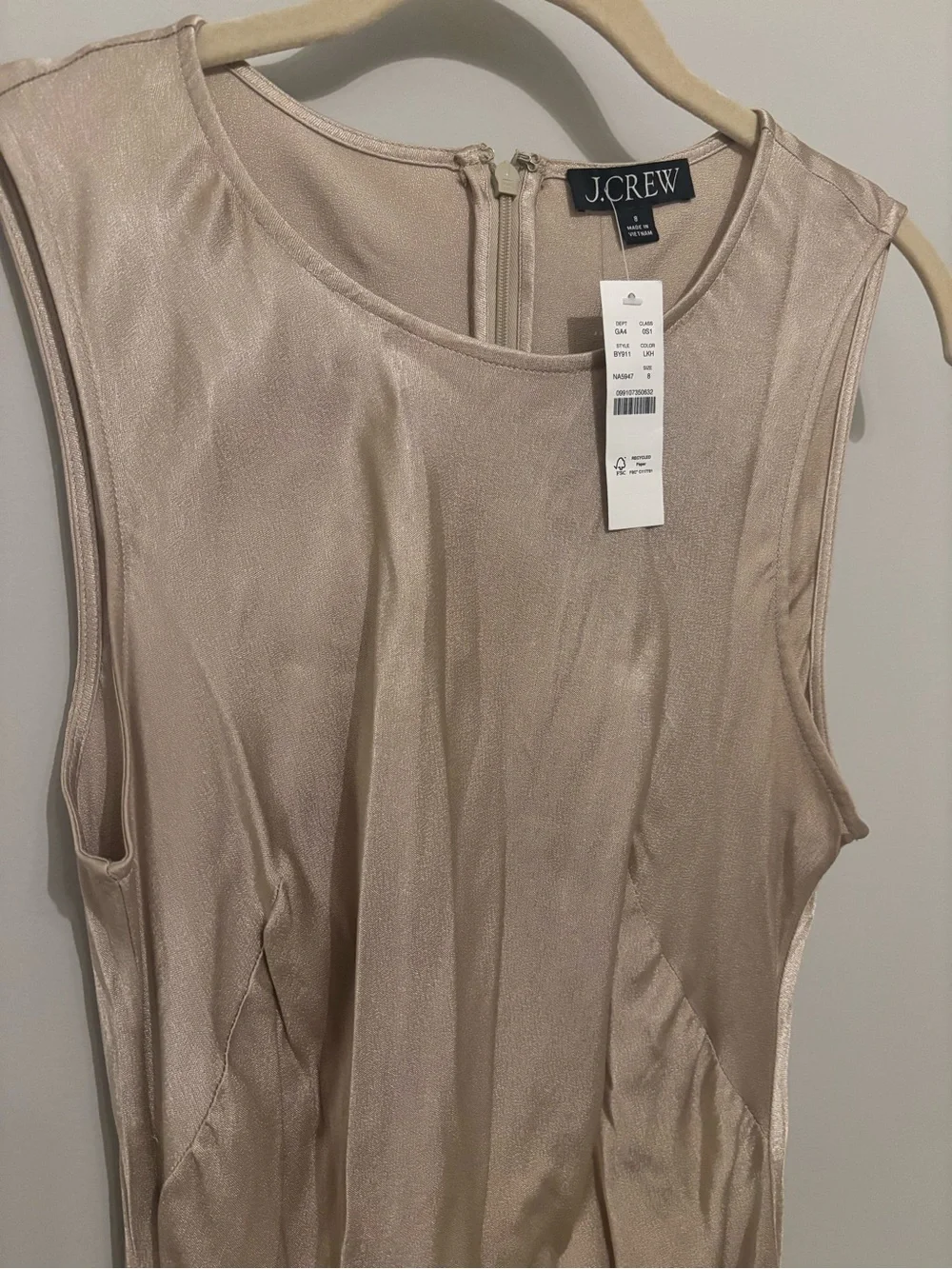 J. Crew Sleeveless Silk-Blend Maxi Dress in Beige
